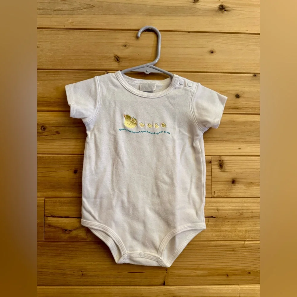 Vintage 6-12 Months Baby Retro Yellow Duck Footie Bodysuit Bundle